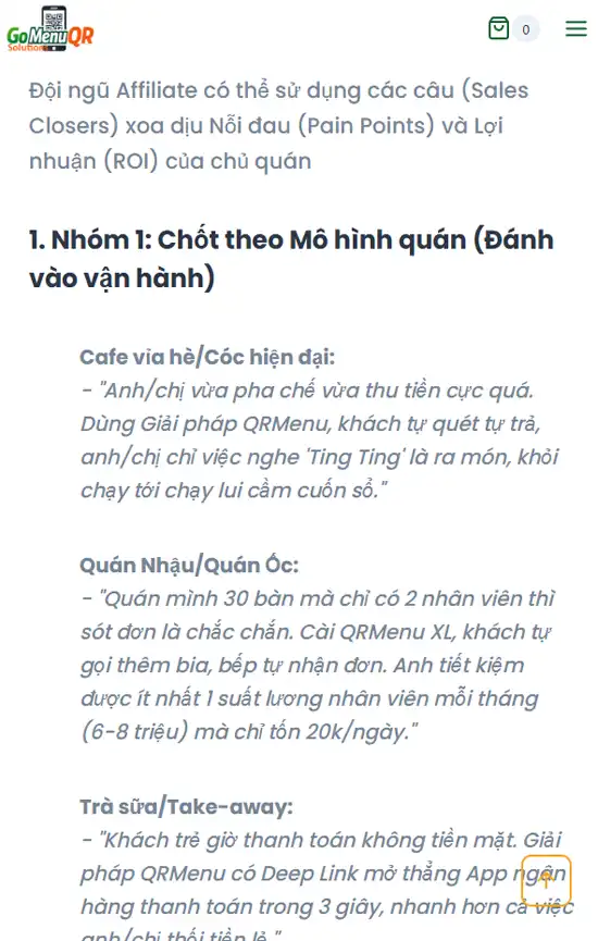 Nội dung hỗ trợ Affiliate Sales